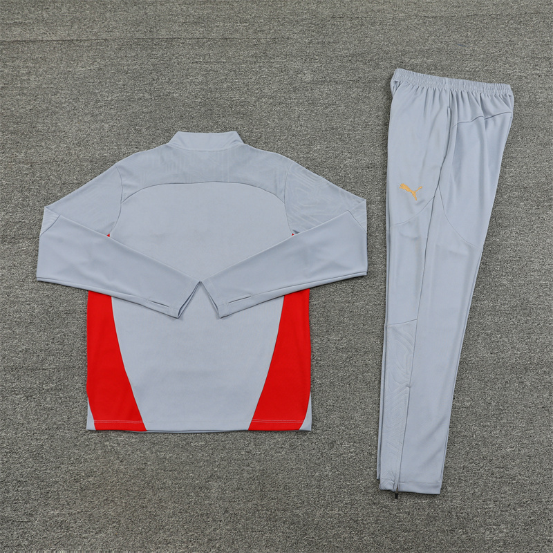 003-131 24-25 AC gray with red half zipper training tracksuit