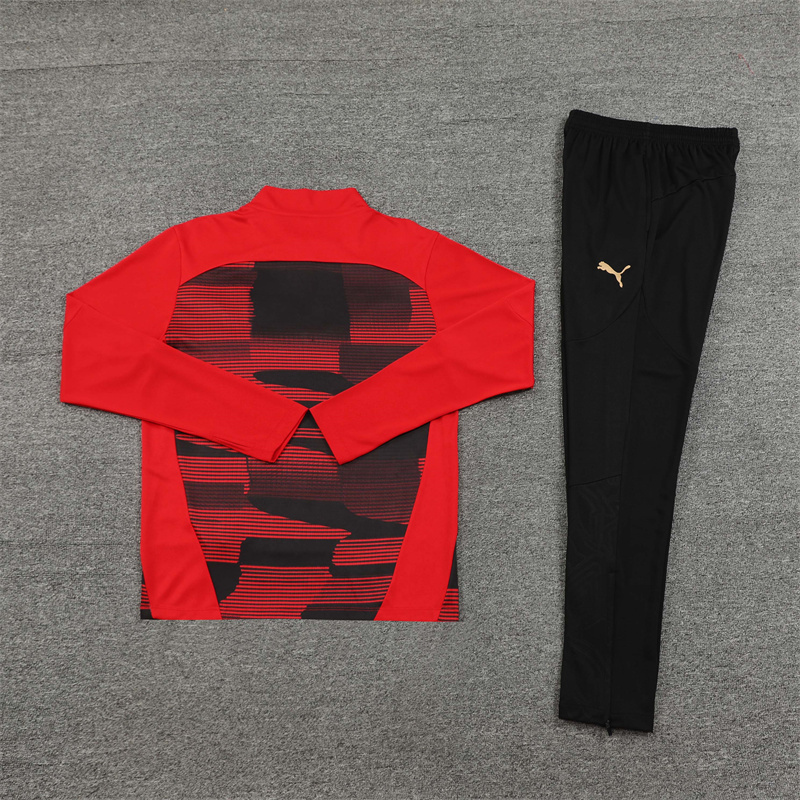 003-132 24-25 AC red with black half zipper training tracksuit