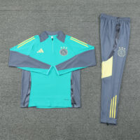 24-25 Ajax green with gray half zipper training tracksuit