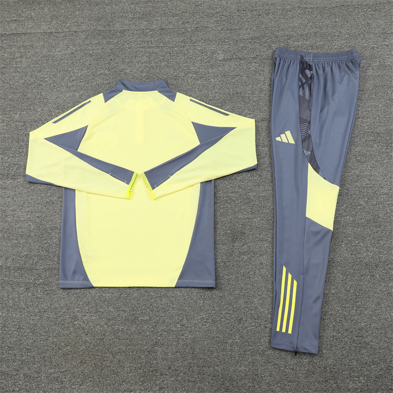 24-25 Ajax light yellow with gray half zipper training tracksuit