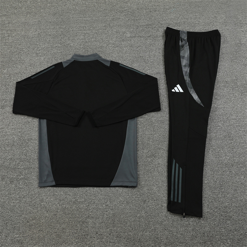 003-135 24-25 Algeria black with gray half zipper training tracksuit