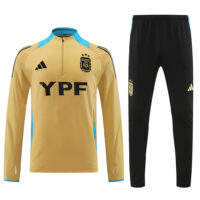 24-25 Argentina gold with blue half zipper training tracksuit