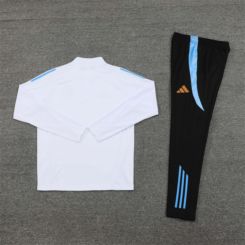 24-25 Argentina white with blue stripe half zipper training tracksuit