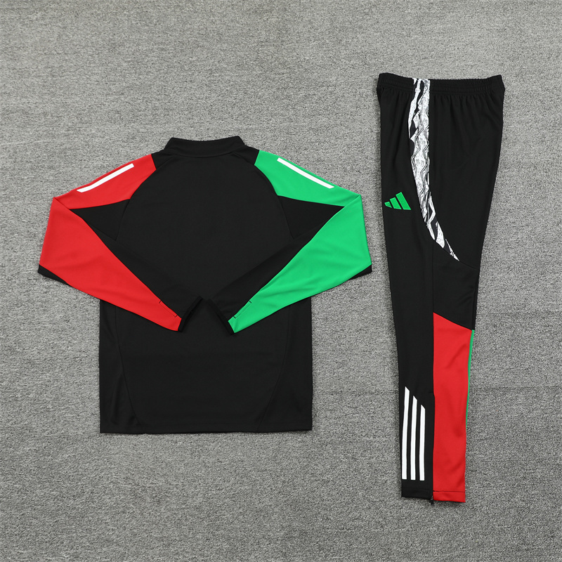 24-25 Arsenal black with red and green arm half zipper training tracksuit