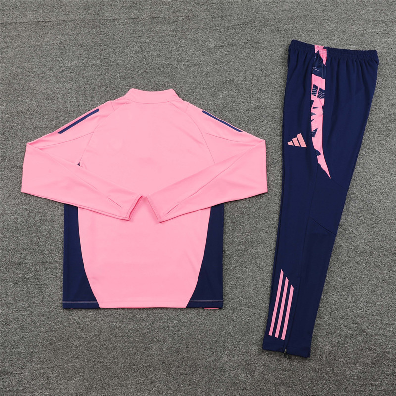 24-25 Arsenal pink with blue half zipper training tracksuit
