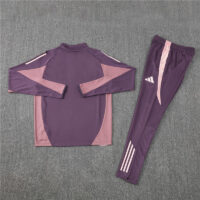 24-25 Arsenal purple with pink stripe half zipper sweater tracksuit
