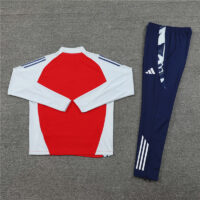 24-25 Arsenal red with white half zipper training tracksuit