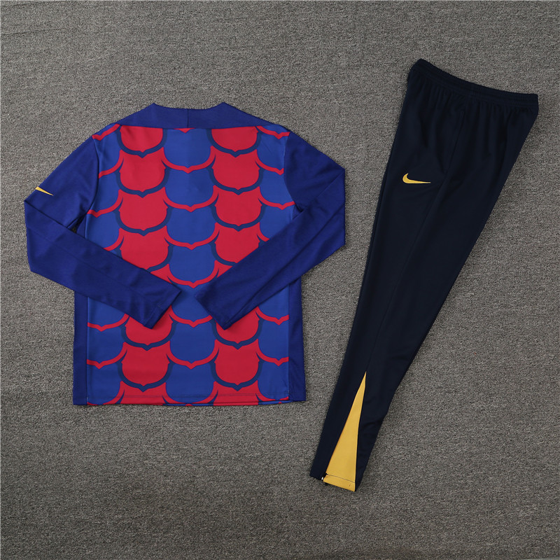 24-25 Bar blue with red half zipper training tracksuit