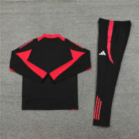 24-25 Bayern black with red half zipper training tracksuit