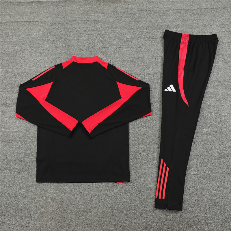 24-25 Bayern black with red half zipper training tracksuit