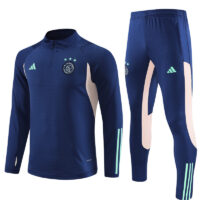 003-15 23-24 Ajax navy blue with pink half zipper sweater tracksuit