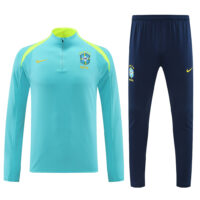 24-25 Brazil light green half zipper training tracksuit