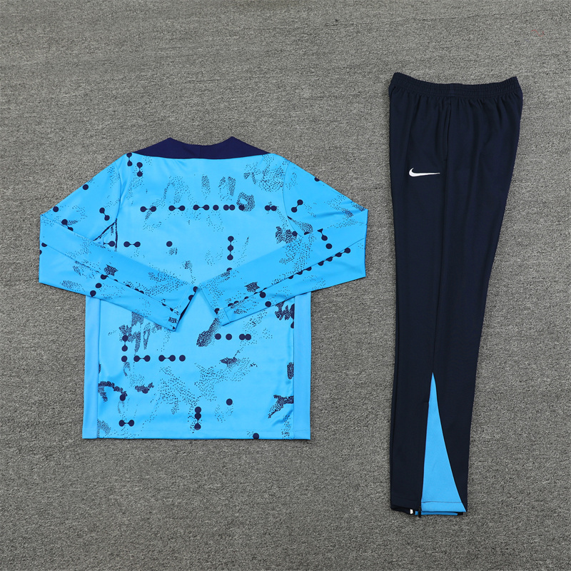 003-154 24-25 Chelsea light blue with navy blue pattern half zipper training tracksuit
