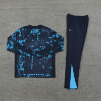 24-25 Chelsea navy blue with light blue pattern half zipper training tracksuit