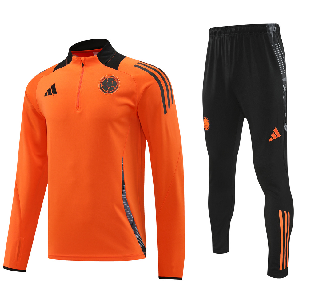 24-25 Colombia orange with black half zipper training tracksuit