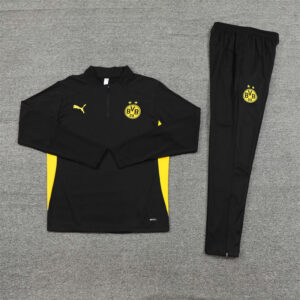 24-25 Dortmund black with yellow half zipper training tracksuit - Image 3