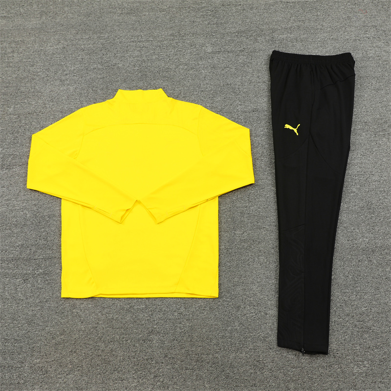003-160 24-25 Dortmund yellow with black pants half zipper training tracksuit