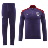 003-161 24-25 England purple with red half zipper training tracksuit