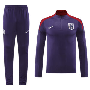 24-25 England purple with red half zipper training tracksuit - Image 3