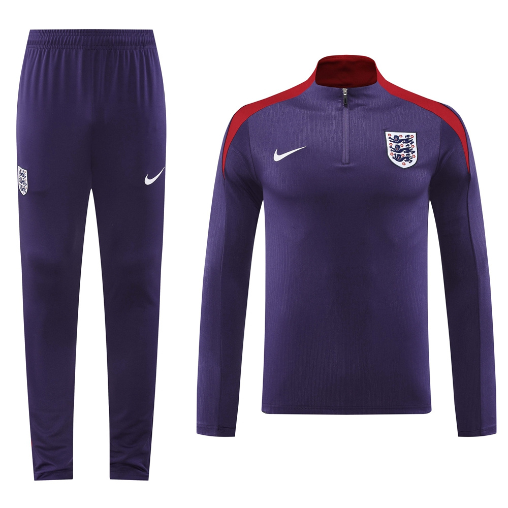 003-161 24-25 England purple with red half zipper training tracksuit
