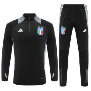 24-25 Italy black with gray half zipper training tracksuit - Image 3