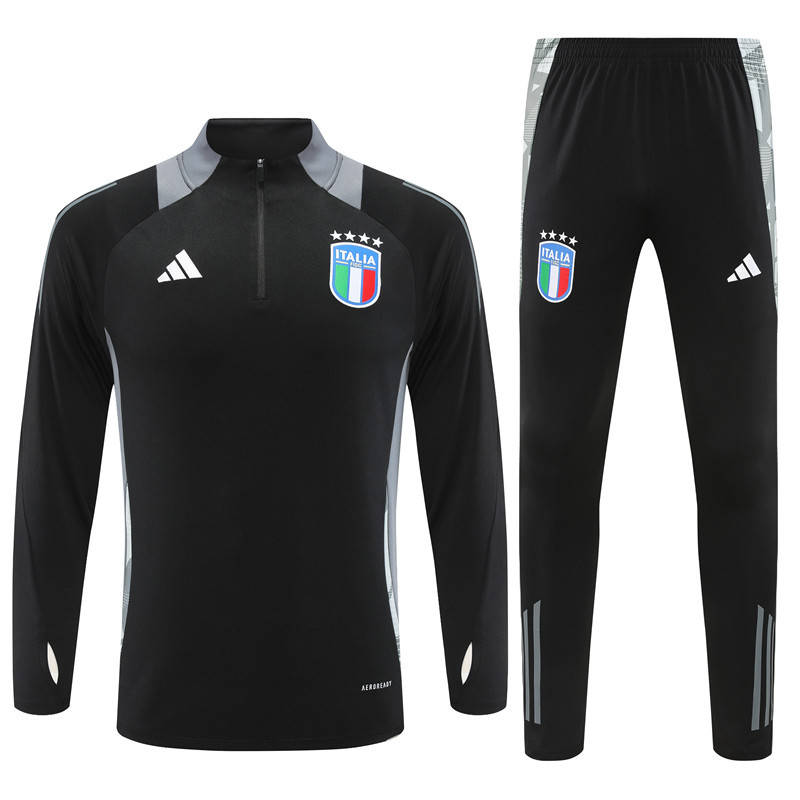 003-167 24-25 Italy black with gray half zipper training tracksuit