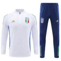 003-169 24-25 Italy white with blue half zipper training tracksuit
