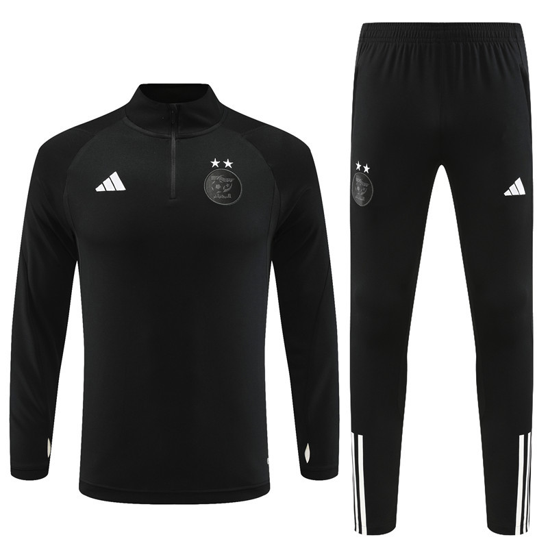 003-17 23-24 Algeria black half zipper sweater tracksuit