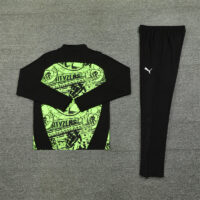 24-25 Man City Fluorescent green with black half zipper training tracksuit