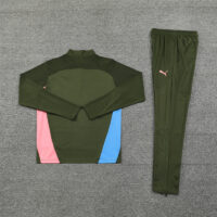 24-25 Man City army green with pink and blue half zipper training tracksuit