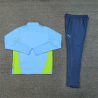 24-25 Man City light blue with green stripe half zipper training tracksuit