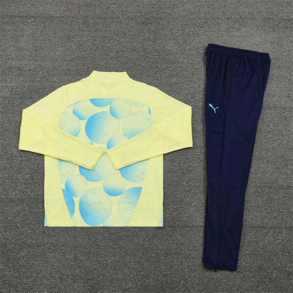 24-25 Man City light yellow with blue half zipper training tracksuit - Image 3