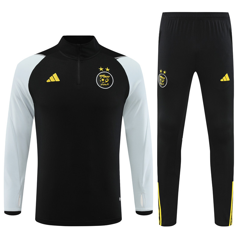 003-18 23-24 Algeria black with white half zipper sweater tracksuit