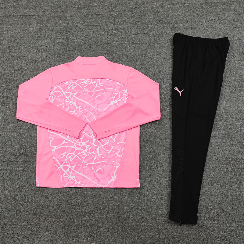 24-25 Man City pink half zipper training tracksuit
