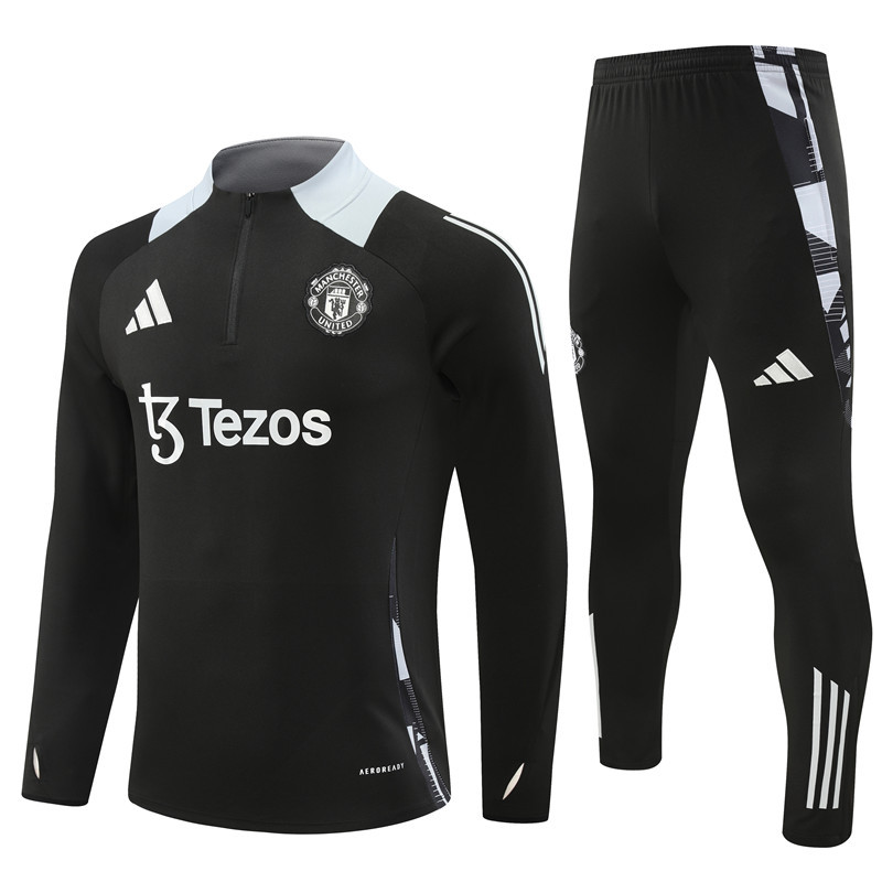 24-25 Manud black with gray half zipper training tracksuit