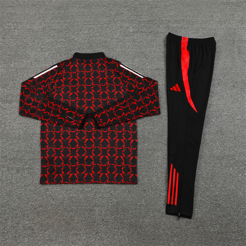 24-25 Manud black with red half zipper training tracksuit