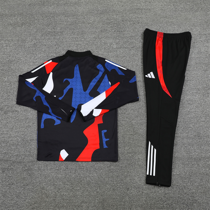 24-25 Manud camo black with red and blue half zipper sweater tracksuit