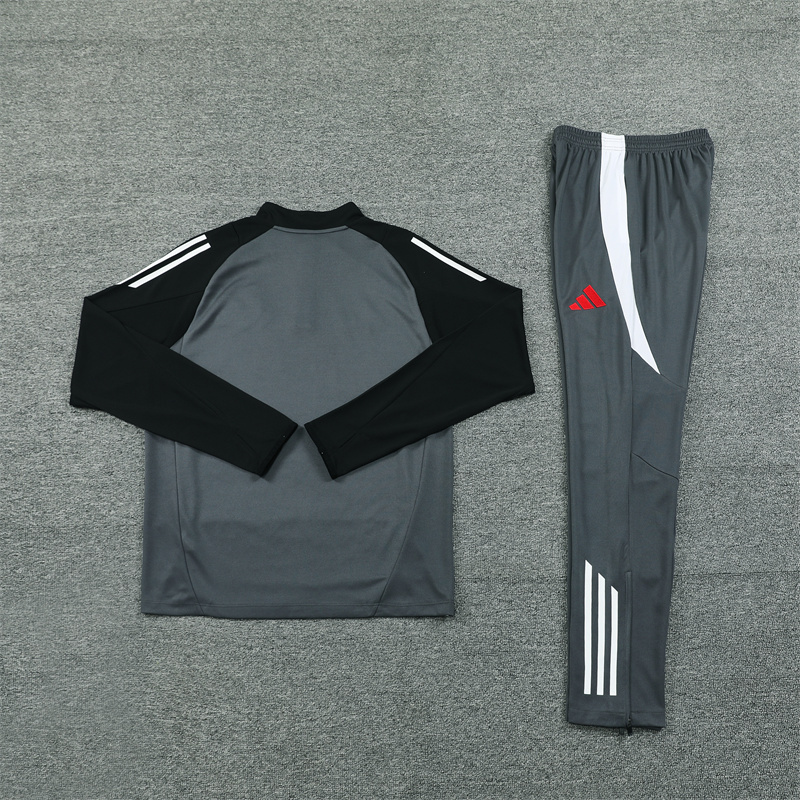 003-185 24-25 Manud dark gray with black arm half zipper training tracksuit
