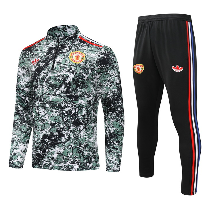 003-186 24-25 Manud green half zipper training tracksuit