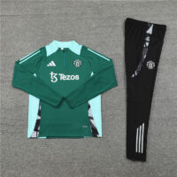 003-187 24-25 Manud green with black half zipper training tracksuit