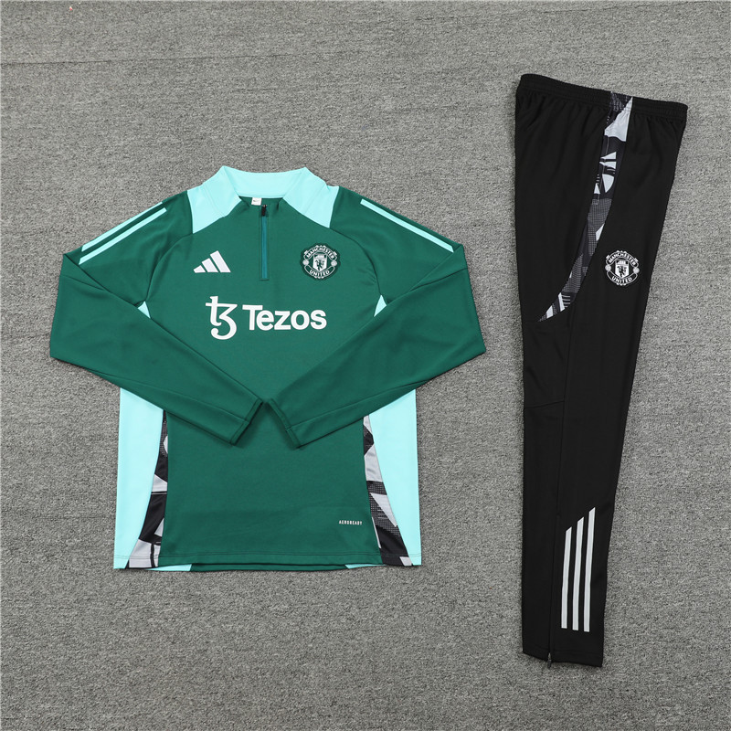 003-187 24-25 Manud green with black half zipper training tracksuit