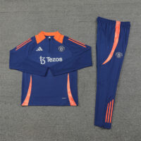 24-25 Manud navy blue with orange half zipper training tracksuit
