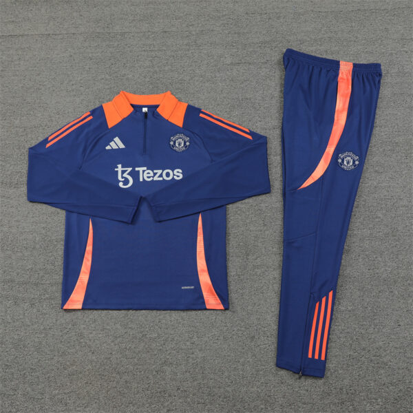 24-25 Manud navy blue with orange half zipper training tracksuit - Image 3