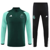 003-19 23-24 Algeria green stripe half zipper sweater tracksuit