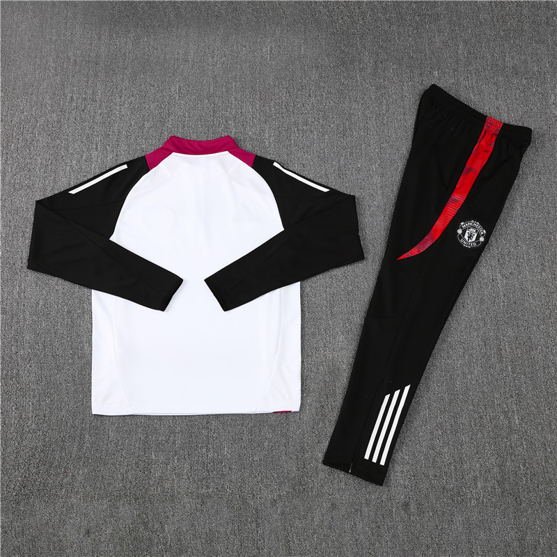 003-193 24-25 Manud white with red and black stripe half zipper sweater tracksuit