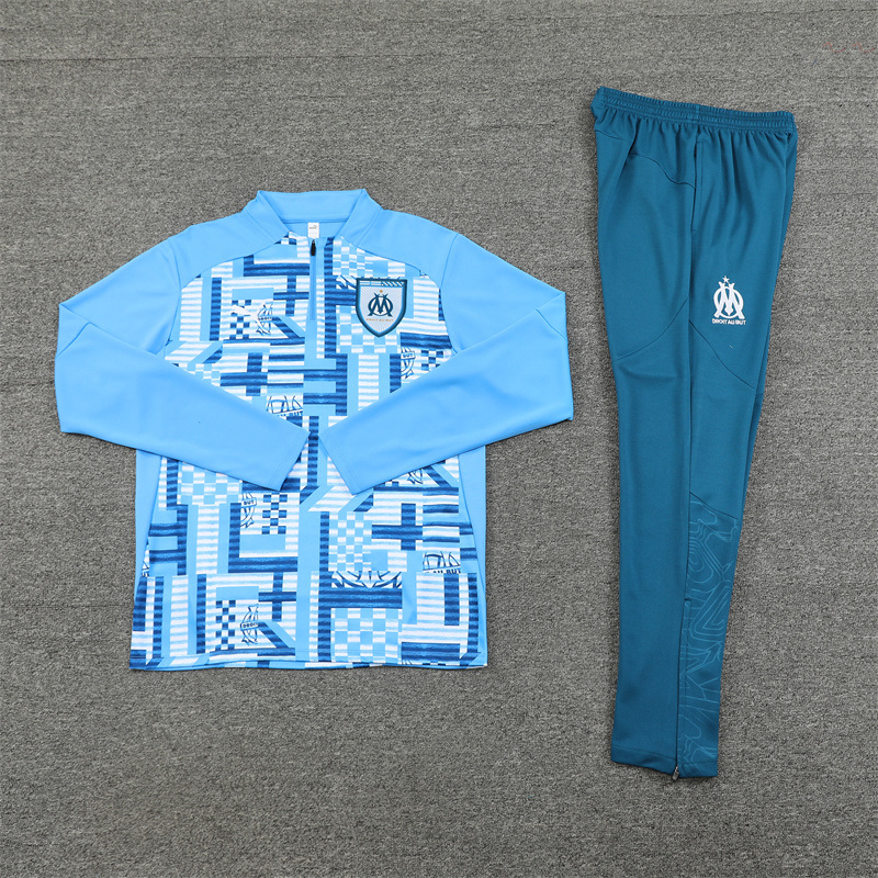 24-25 Marseille camo light blue half zipper training tracksuit