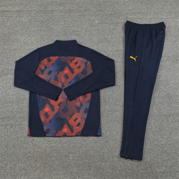 24-25 Marseille navy blue with orange half zipper training tracksuit - Image 3