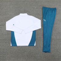 24-25 Marseille white with lake green stripe half zipper training tracksuit