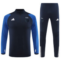 003-20 23-24 Algeria navy blue with blue stripe half zipper sweater tracksuit