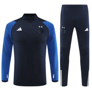 23-24 Algeria navy blue with blue stripe half zipper sweater tracksuit - Image 3